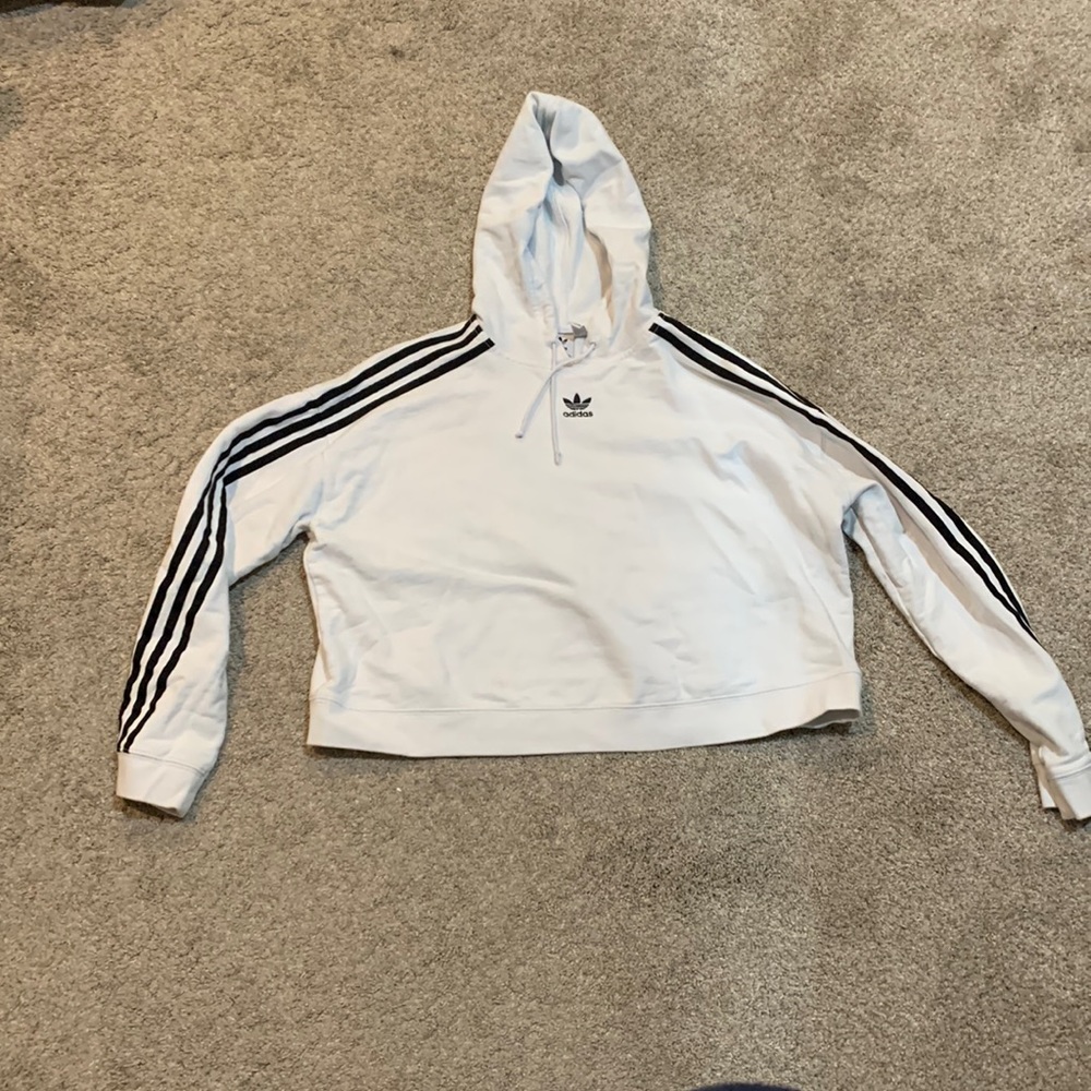 Selling addidas white and black crop top sweatshirt